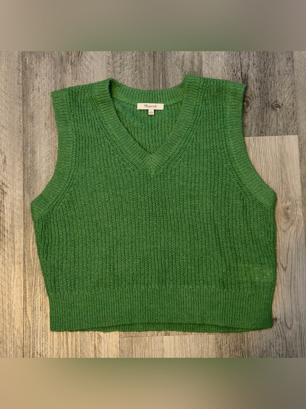Madewell Cottagecore Green Ribbed Knit Sweater Vest